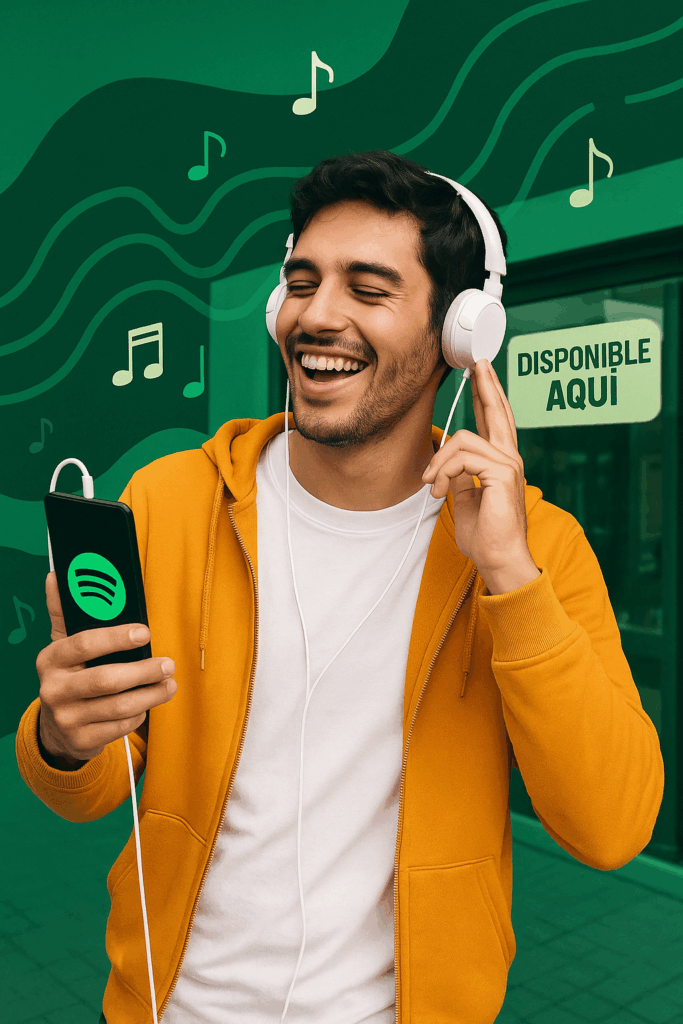 joven escuchando musica en spotify